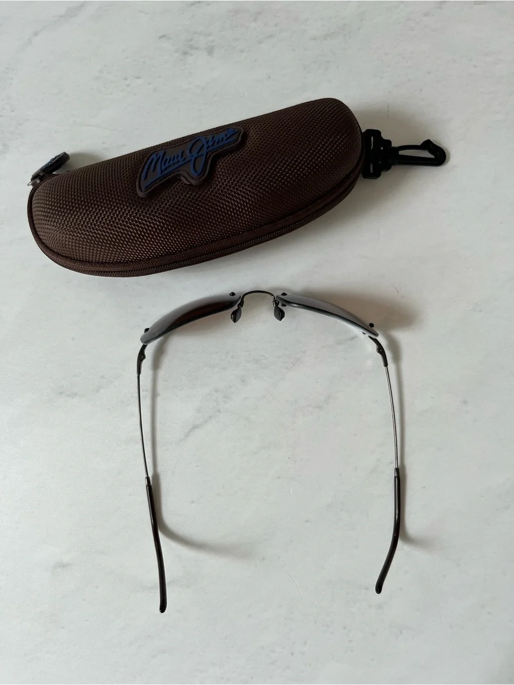 Vintage Maui Jim Hula Brown Minimalist Rimless Frame Sunglasses